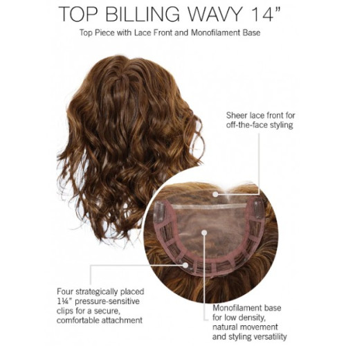 TOP BILLING 14" WAVY TOPPER  BY RAQUEL WELCH - LACE FRONT + MONO TOP